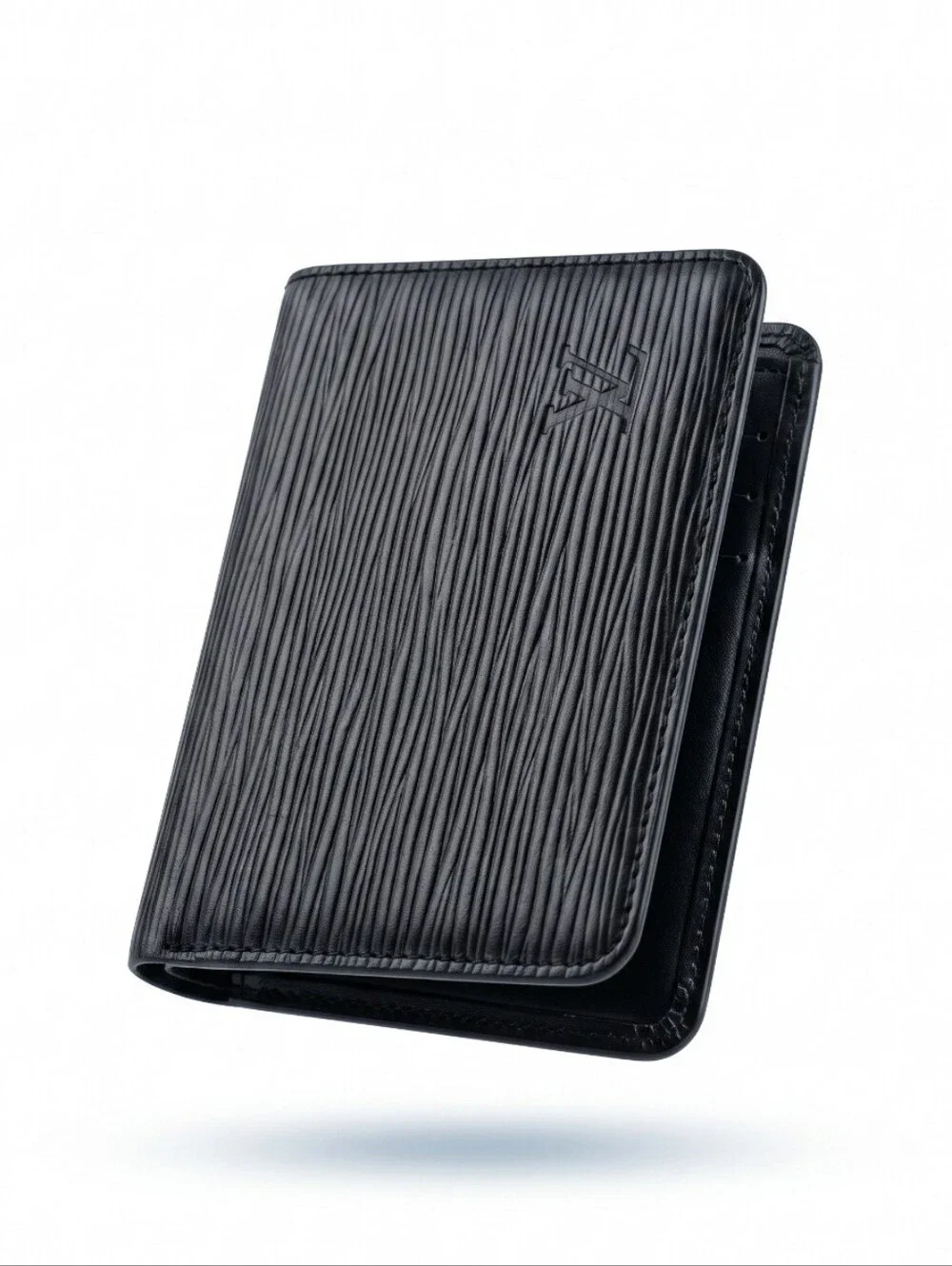 Vintage Louis Vuitton Epi Bi Fold Black Leather ID Card Holder Malletier EUC